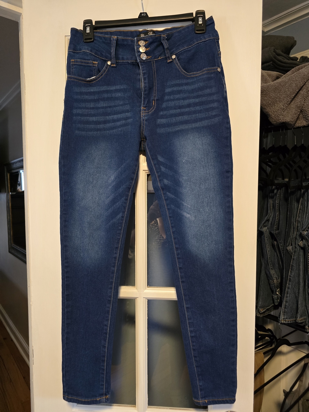 High-Rise Skinny Jeans in Deep Blue Wash